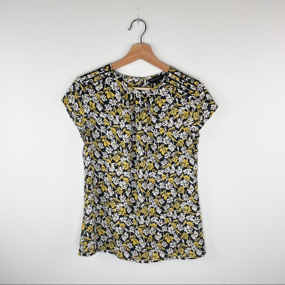 Banana Republic Tops - Banana Republic Yellow Floral Mesh Blouse